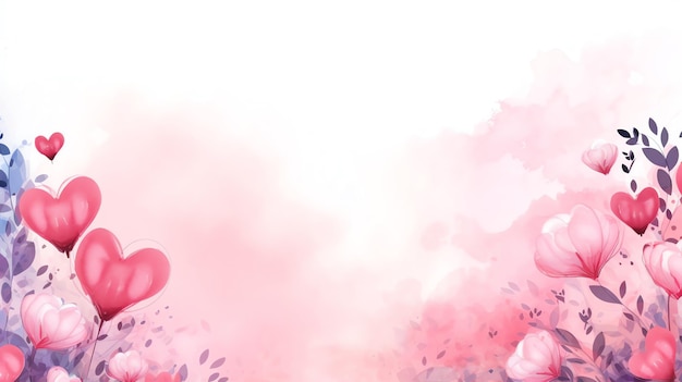 ein rosa Hintergrund mit Blumen und Blättern