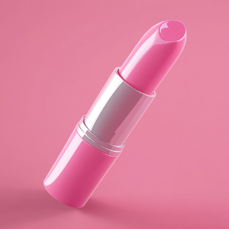 ein rosa Lippenstock auf einem rosa Hintergrund abgebildet
