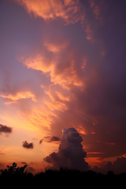 Ein rosa Sonnenuntergang mit einer bunten Wolke