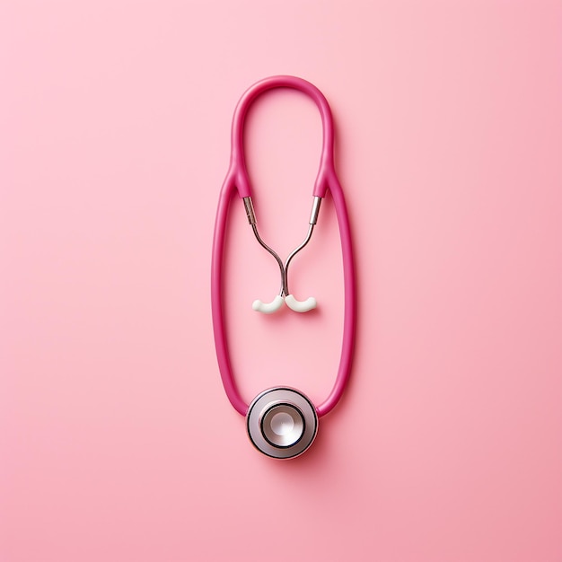Ein rosa Stethoskop auf rosa Hintergrund