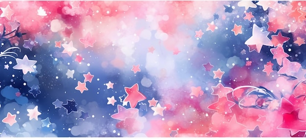 Ein rosa und blauer Hintergrund mit Sternen und einem rosa Hintergrund.