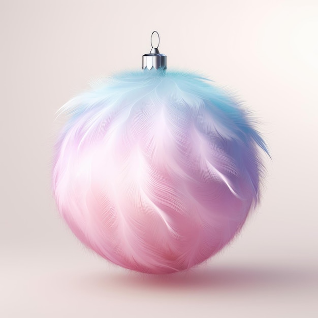 Ein rosa und blauer Weihnachtsschmuck auf weißem Hintergrund. Digitales Bild