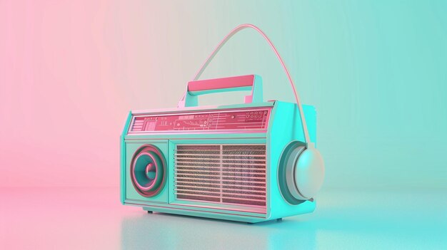 ein rosa und blaues Radio mit dem Wort Sony auf der Vorderseite