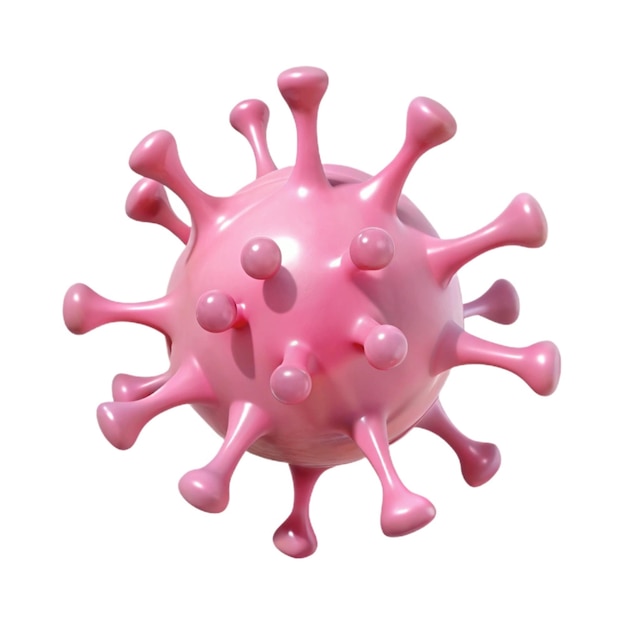 ein rosa Virus mit rosa Punkten auf einem weißen Hintergrund