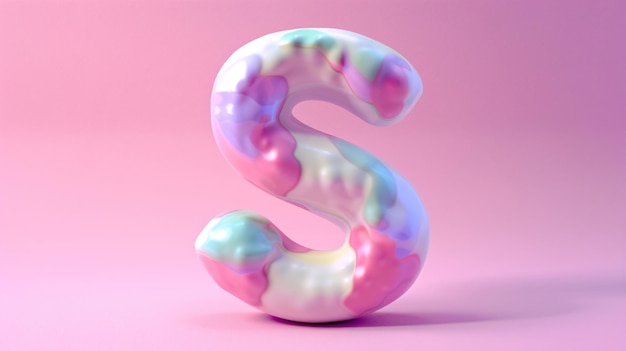 ein rosa-weißes Süßwarenstück mit dem Buchstaben s darauf3D-Rendering Buchstabe S 3D-Stil geschmückte Hauptstadt