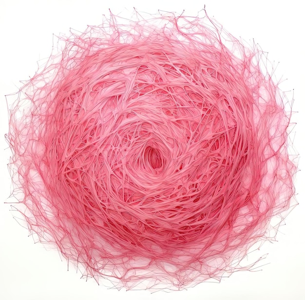 ein rosafarbener Kreis, gezeichnet mit Buntstiften auf weißem Hintergrund