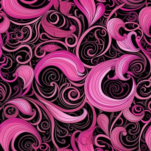 ein rosafarbenes Wirbelmuster auf schwarzem Hintergrund, generative KI