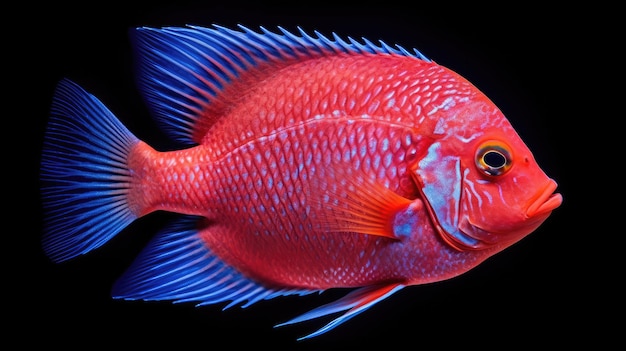 ein rot-blauer Fisch