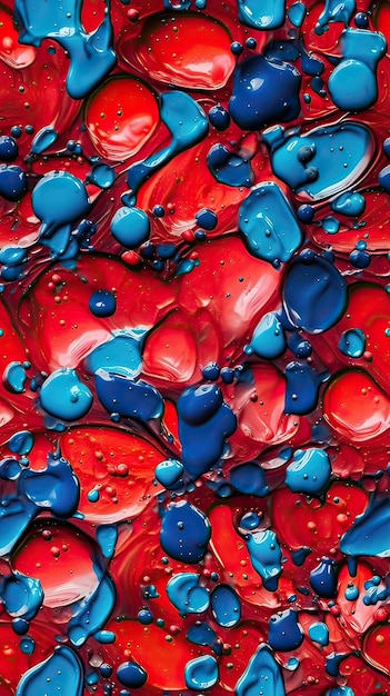 Ein rot-blauer Hintergrund mit Wassertropfen darauf