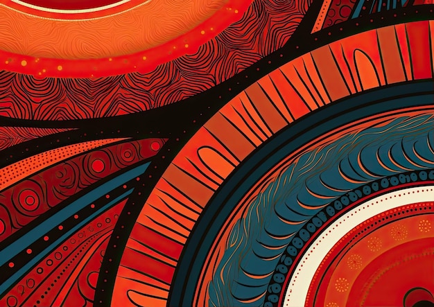 ein rot-braunes Kreismuster im Stil afrikanisch inspirierter Textilmuster