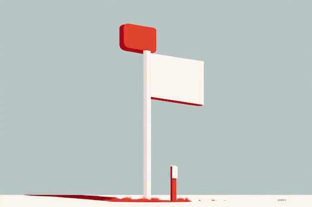 Ein rot-weißes Schild an einer Stange mit einer Wolke im Hintergrund. KI