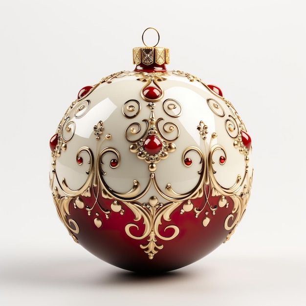 Ein rot-weißes Weihnachtsornament auf einer weißen Oberfläche