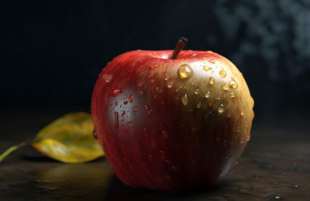 ein roter Apfel auf Holztisch reifer roter Apfel auf Holzhintergrund