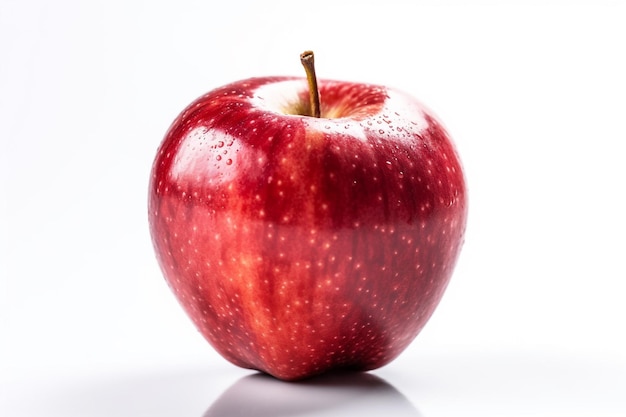 Ein roter Apfel mit Wassertropfen auf der Haut