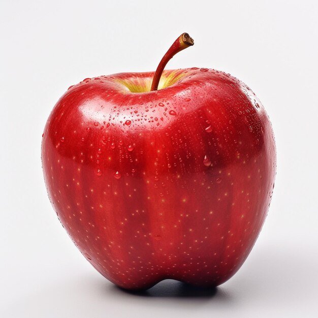 ein roter Apfel mit weißem Hintergrund mit kleinen Punkten.