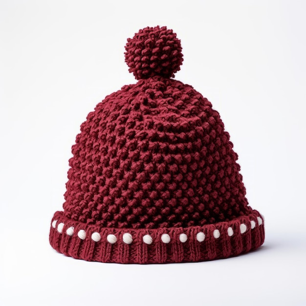 Foto ein roter gestrickter hut mit einem pom-pom