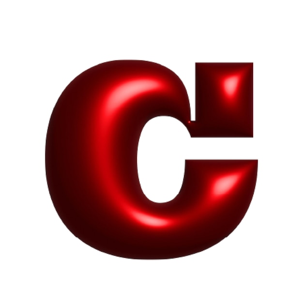Foto ein roter glänzender buchstabe c, der von einem roten buchstaben c hergestellt wird