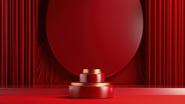 Ein roter Hintergrund mit einem goldenen Ring in der Mitte.