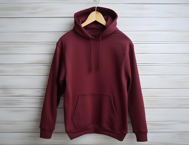 Foto ein roter hoodie mit einem hölzernen hintergrund