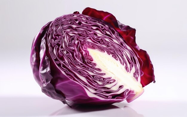 Ein roter Kohl aus der Nähe auf einem weißen Hintergrund isolierte vegane frische Gemüse ai erzeugt