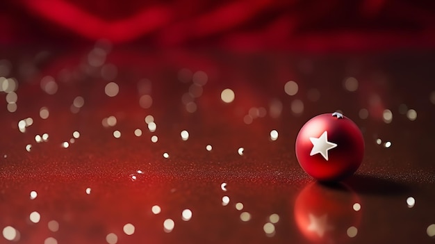 Ein roter, leerer Hintergrund mit Kugelnsternen als Weihnachtsdekoration. Generative KI