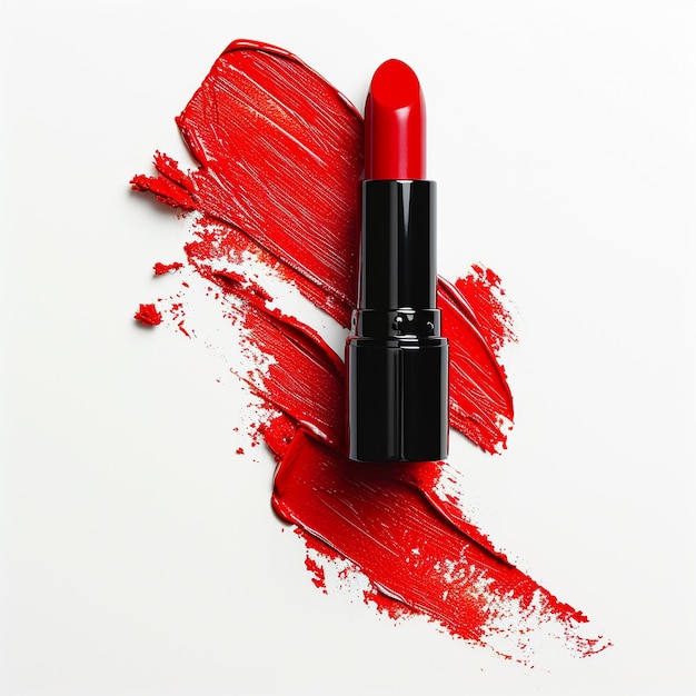 Foto ein roter lippenstift mit viel roter lipstick drauf