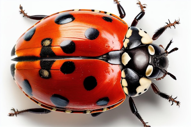 Ein roter Marienkäfer mit schwarzen Punkten darauf