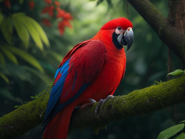 ein roter Papagei-Generativ Ai
