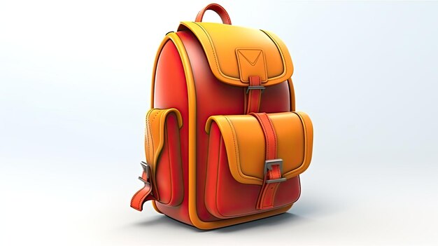 ein roter Rucksack mit einem gelben Logo darauf.