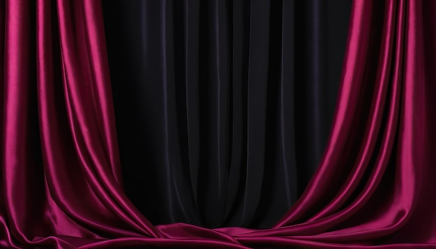 ein roter Seidenvorhang mit einem Hintergrundmuster