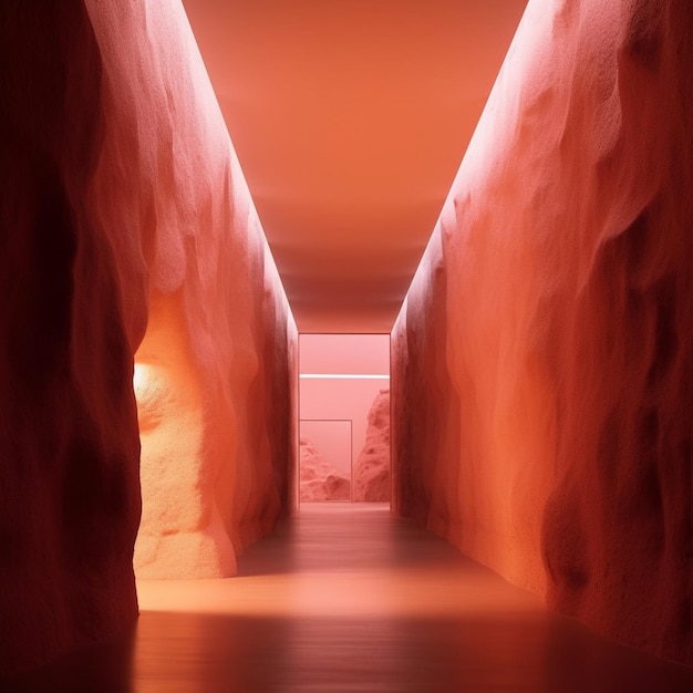 ein roter Tunnel mit einem Licht darauf