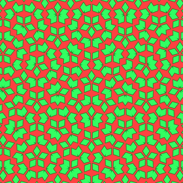 Ein roter und grüner Hintergrund mit einem Muster aus Herzen und Sternen.