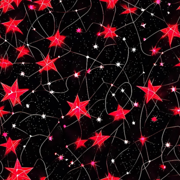 Ein roter und schwarzer Hintergrund mit einem Muster aus Sternen und Linien