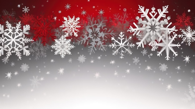 Ein roter und silberner Hintergrund mit Schneeflocken
