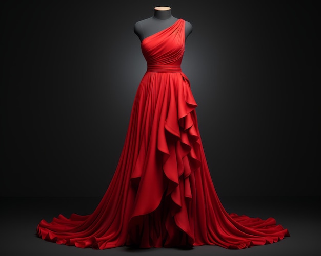 ein rotes Abendkleid an einer Schaufensterpuppe