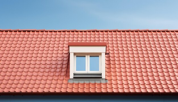 Ein rotes Dach mit einem Fenster oben