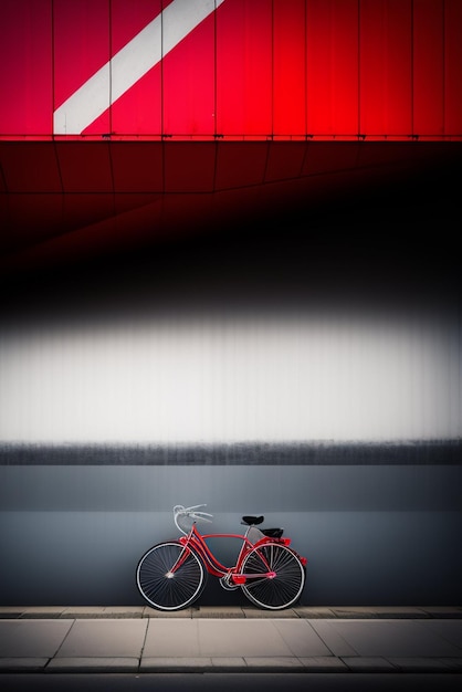 Ein rotes Fahrrad ist vor einem großen roten Schild geparkt, auf dem „das Wort“ steht.