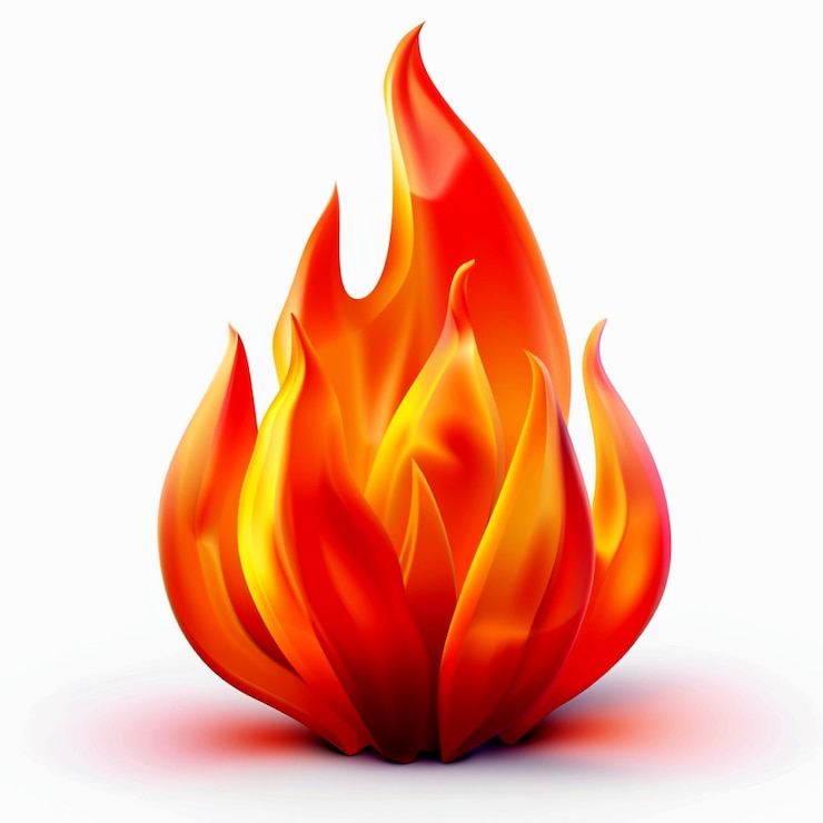 Foto ein rotes feuer mit flammen wie eine flamme, auf der das wort feuer steht