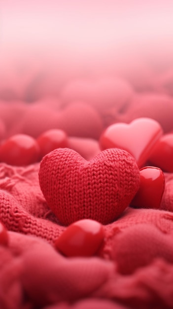 Ein rotes Herz ist von vielen Herzen umgeben.