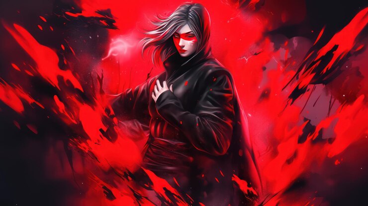 Ein rotes Poster für das Spiel Red Samurai