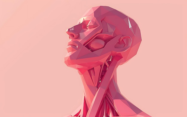 Foto ein rotes und rosa bild eines mannes mit einem hals, auf dem bones steht
