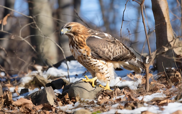 Foto ein rotschwanziger falke, der einen adler frisst