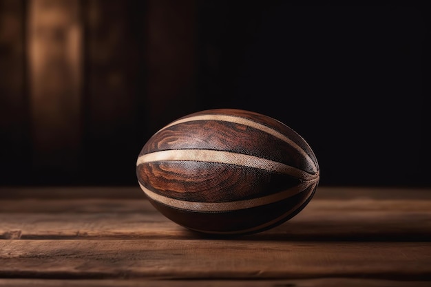 Ein Rugbyball aus Holz