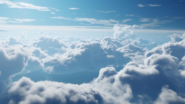 Ein ruhiger blauer Himmel mit flauschigen weißen Wolken, perfekt zum Rendern