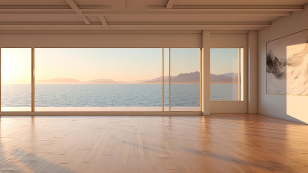 Ein ruhiger Blick auf das Meer aus einem modernen Haus