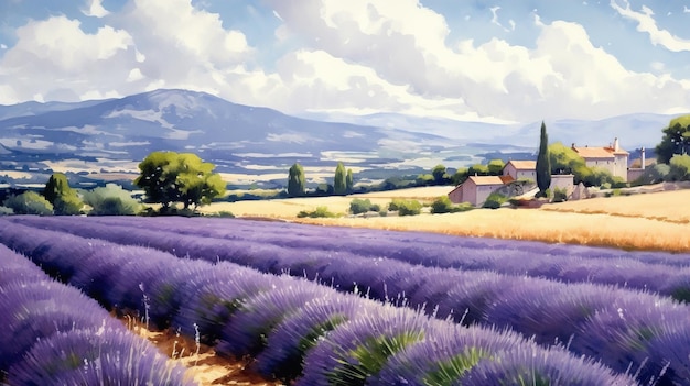 Ein ruhiger Morgen auf den Lavendelfeldern der Provence