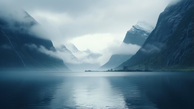Ein ruhiger und beruhigender Fjord in den norwegischen Bergen