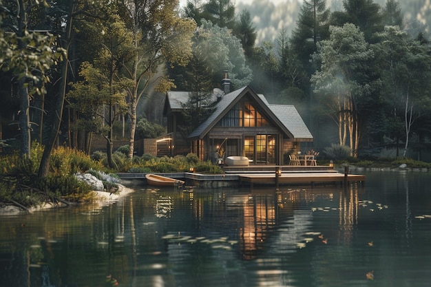 Ein ruhiges Haus am See, umgeben von Natur
