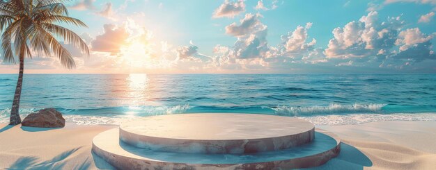 Ein ruhiges Podium am Strand für idyllische Ausstellungen und Entspannung