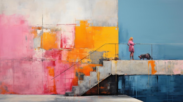 Foto ein ruhiges zusammenspiel von farbe und kameradschaft in einer abstrakten städtischen szene